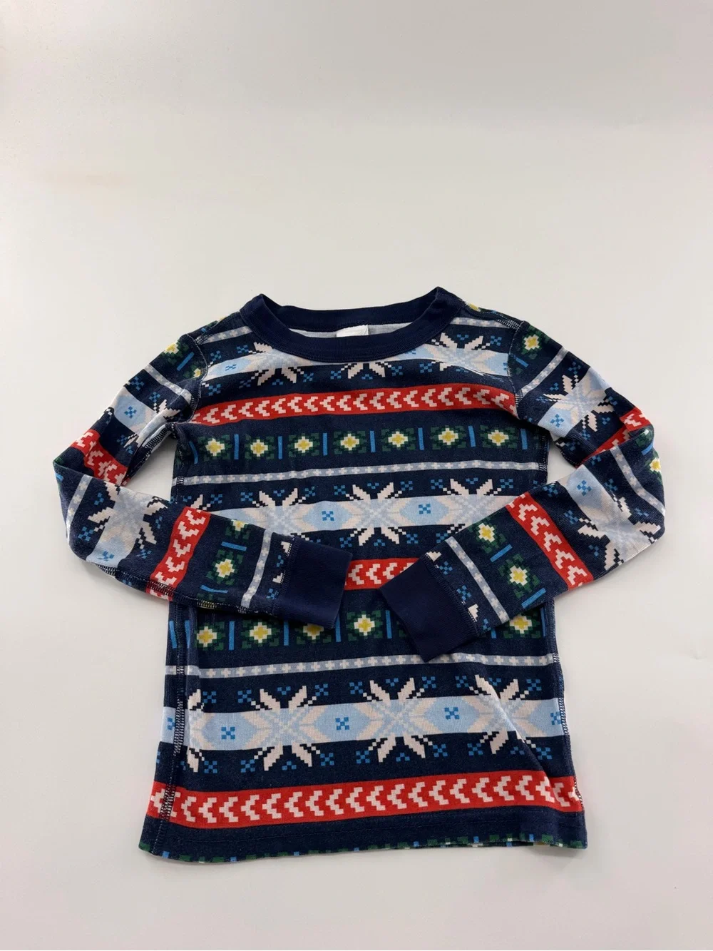 Hanna Andersson Long John Pajama Set Scandi Snowflake Fairisle Navy Blue Holiday